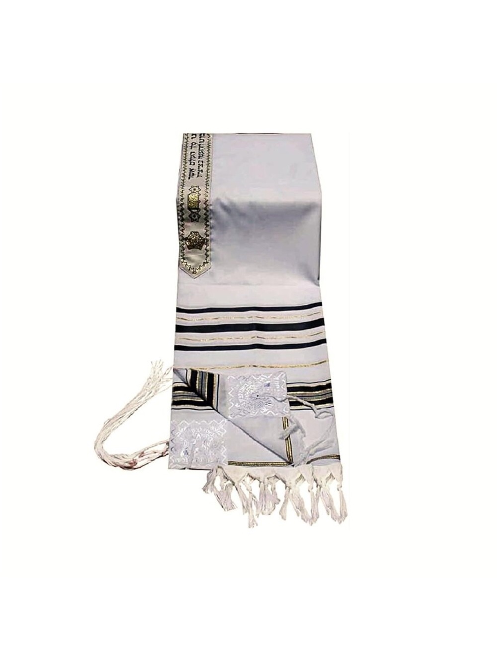 New Messianic Robe / Jewish Black And Gold Tallit Prayer Shawl Size 57-180cm
